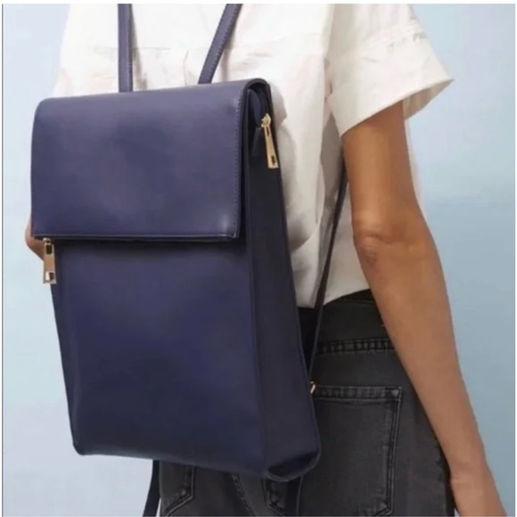 Summer & Rose Navy Blue Faux Leather Backpack - Picture 4 of 4